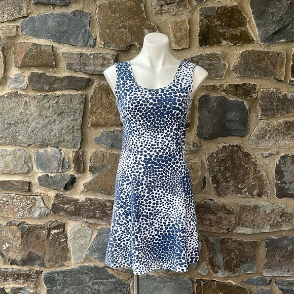 MAHI GOLD Dresses & Skirts - Mahi Gold Navy & White Polka Dot Sleeveless Fit & Flare Dress | Size S